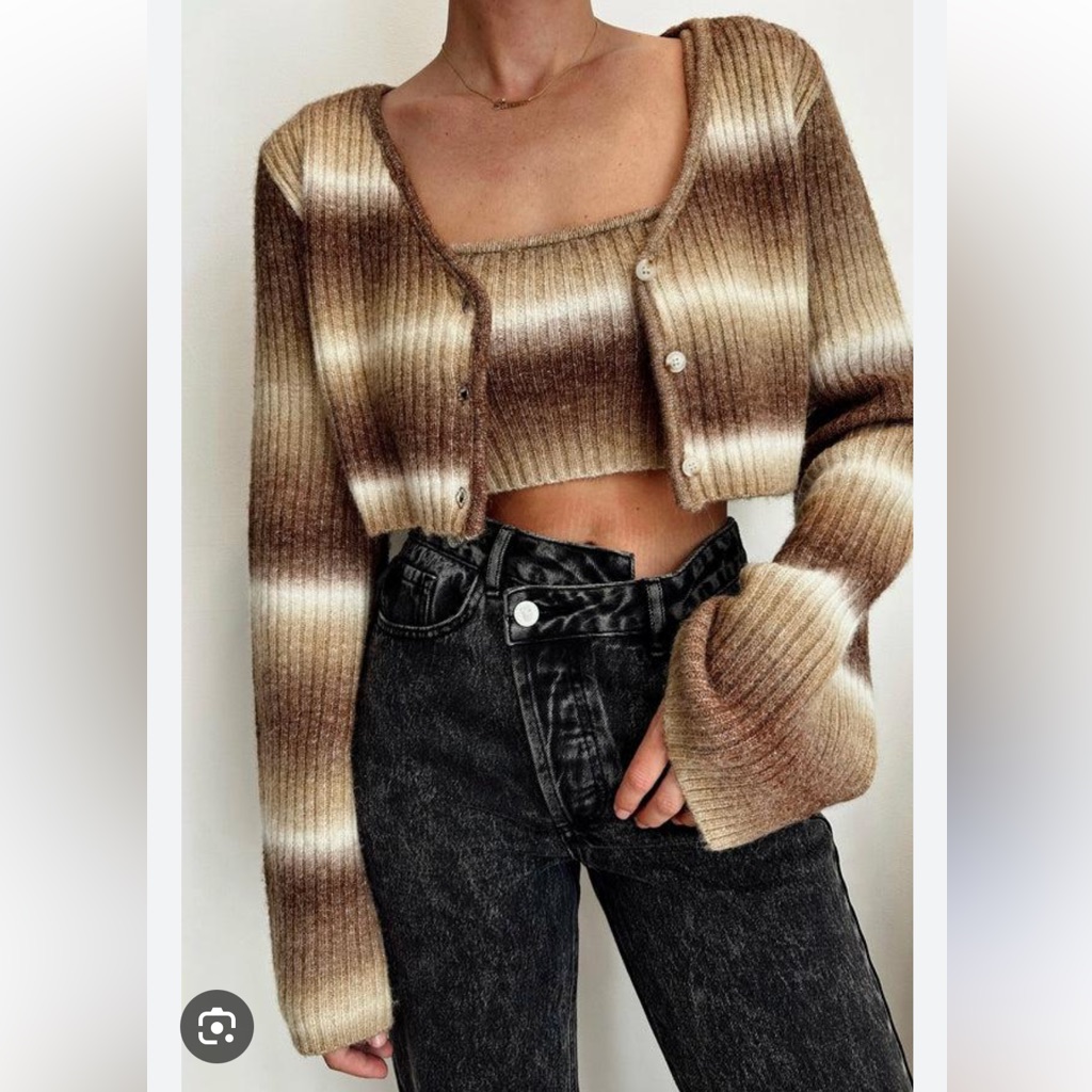 Matching Crop Sweater Tank And Cardigan Set